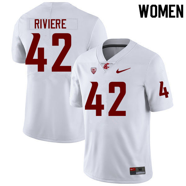 Women #42 Billy Riviere Washington State Cougars College Football Jerseys Sale-White - Click Image to Close